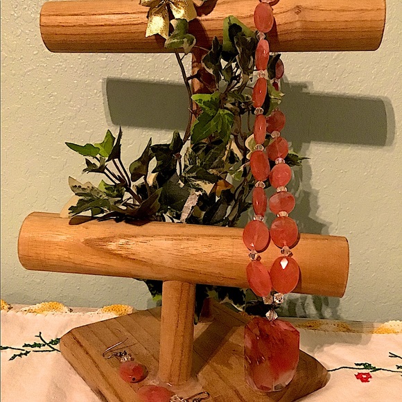 Marble necklace and earrings set - Picture 1 of 7